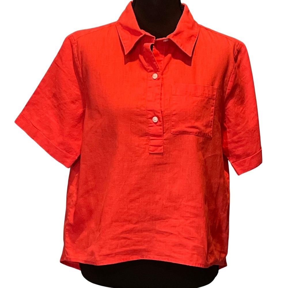Pendleton Womens Coral Short Sleeve Button Up Pullover Blouse Shirt  M
Lagenlook